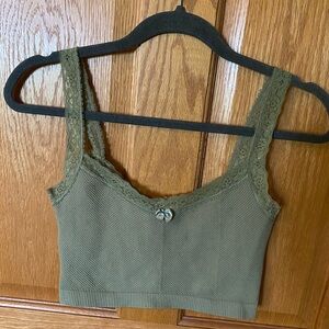 Olive Ribbed Crop Top